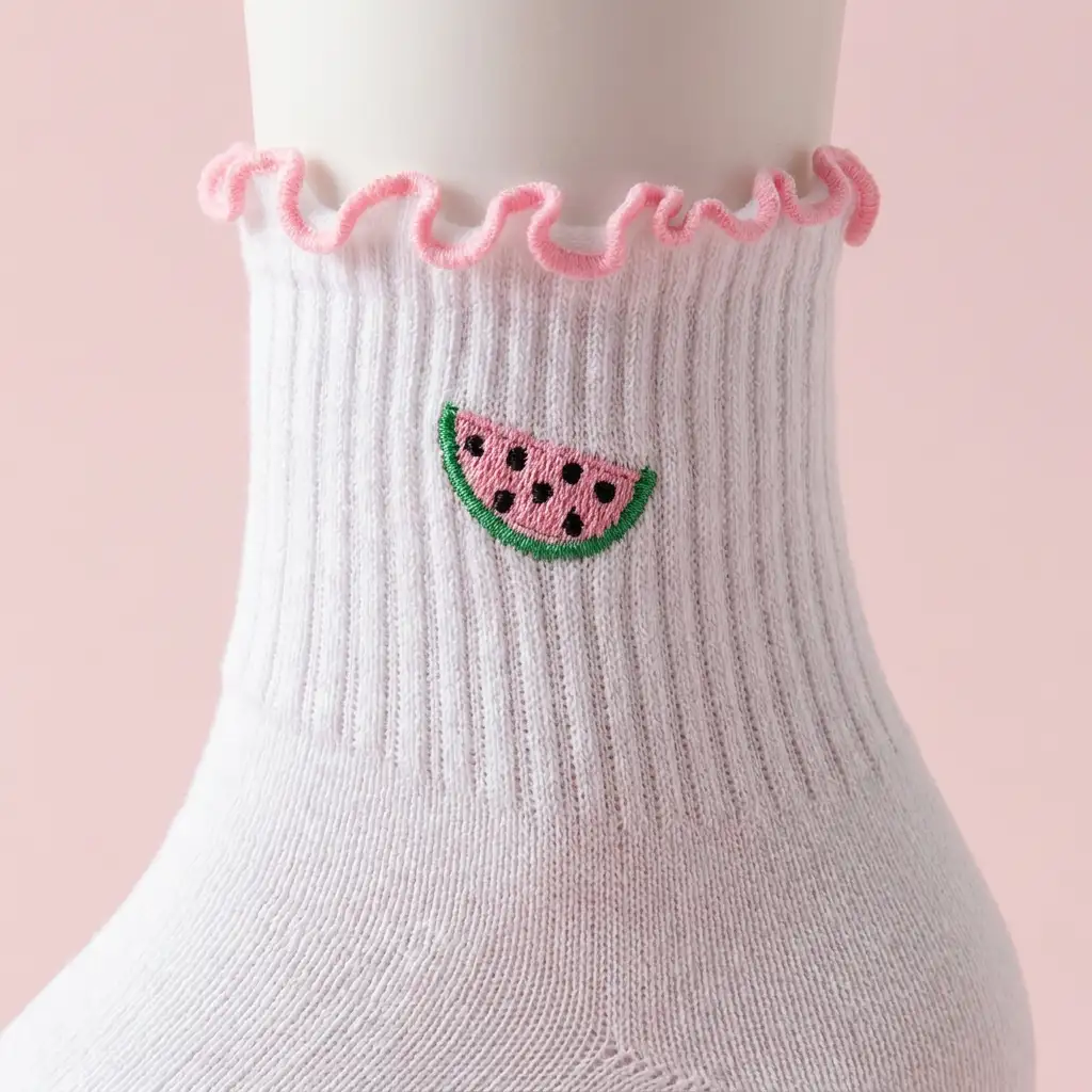 Custom socks with ruffle trim low MOQ sample