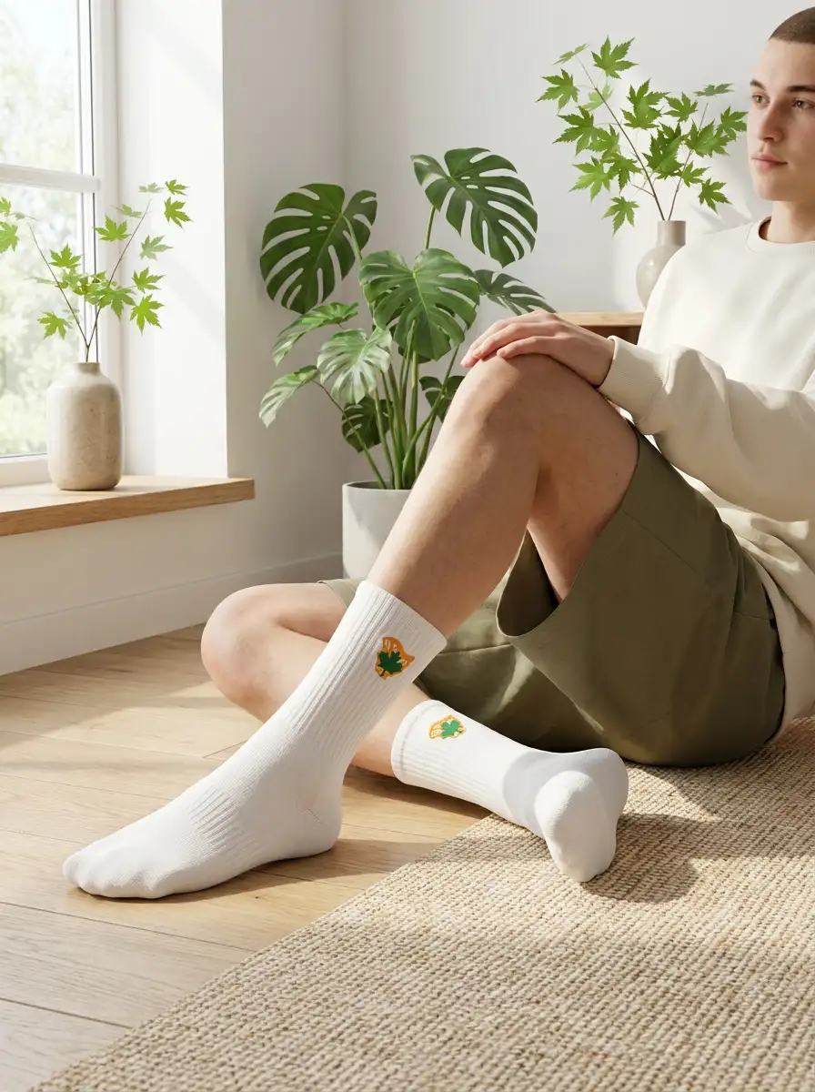 Custom embroidered socks close-up - logo detail