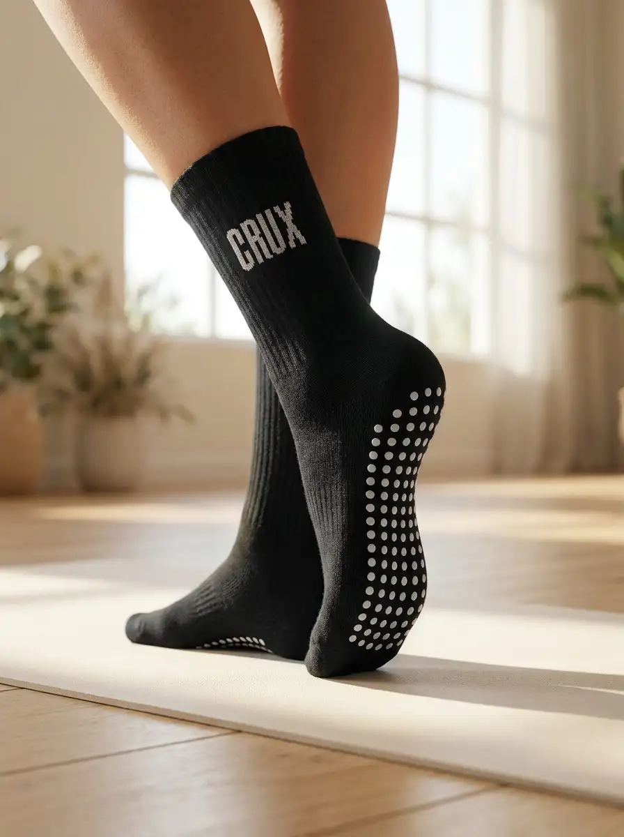 Custom grip socks - bottom view showing grip dots