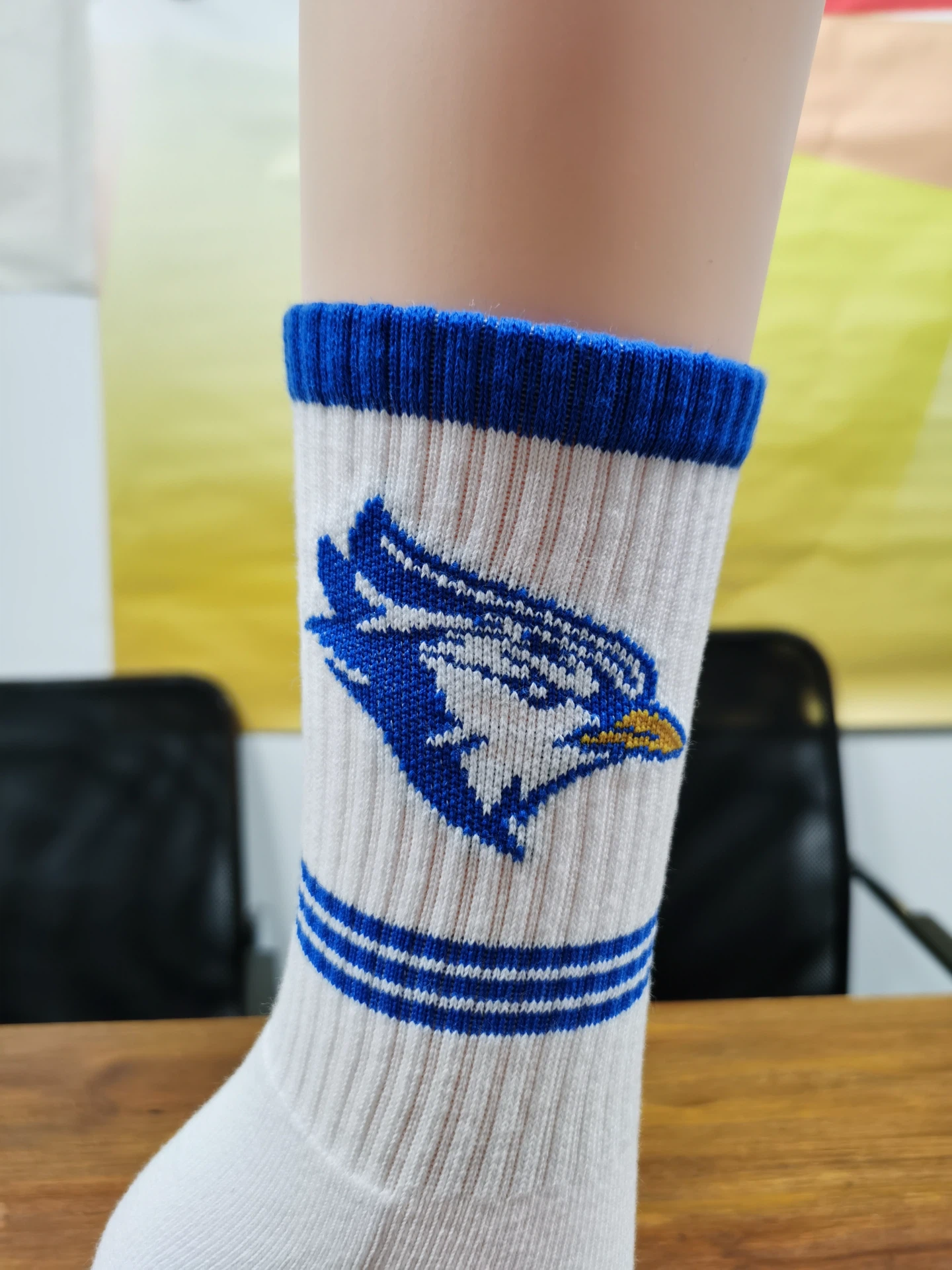Blue bird logo sports crew socks